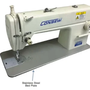 Consew 7360R-2SS Single Needle Lockstitch Sewing Machine with Assembled Table and Servo Motor