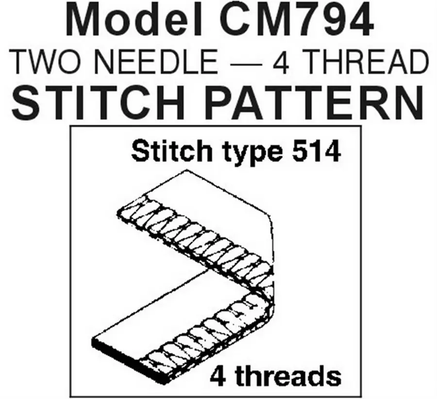 Consew CM794 Sewing Machine two-needle 4 thread stitch pattern