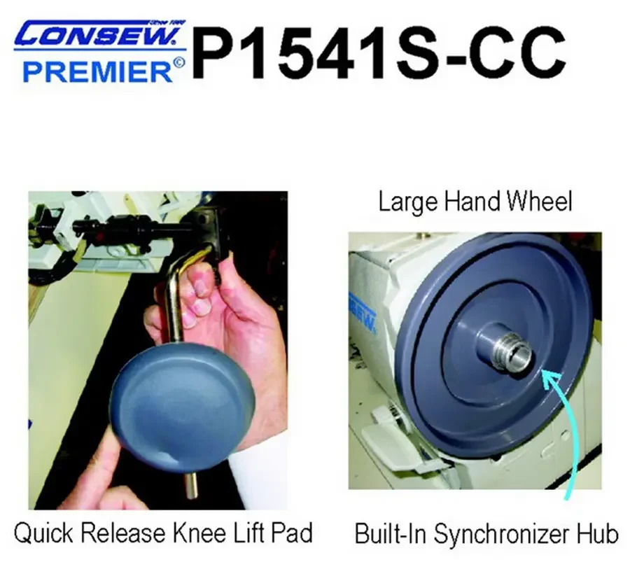 The Consew P1541S-CC Sewing Machine large hand wheel