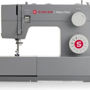 Singer Heavy Duty 4411 high-speed sewing machine in grey with stitch selection and length dials.