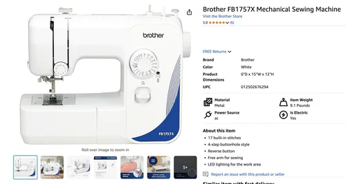 Brother FB1757T Sewing Machine Personal experience