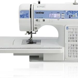 Brother CS7205 computerized sewing machine with wide extension table and LCD stitch panel