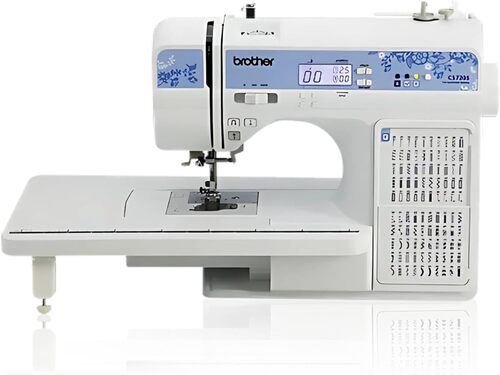 Brother CS7205 computerized sewing machine with wide extension table and LCD stitch panel