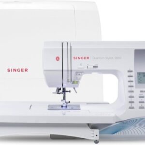 Singer Quantum Stylist 9960 computerized sewing machine with extension table and hard cover