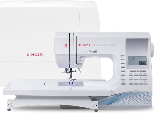 Singer Quantum Stylist 9960 computerized sewing machine with extension table and hard cover
