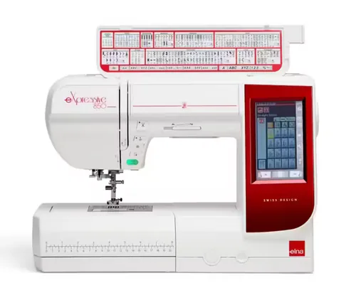 Elna eXpressive 850 with stitch patterns table opened