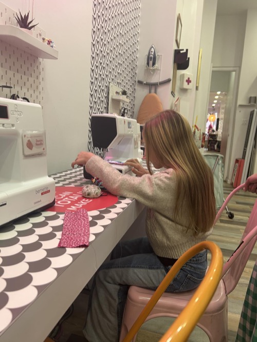 Customer sewing with a Bernette B37 computerized machine