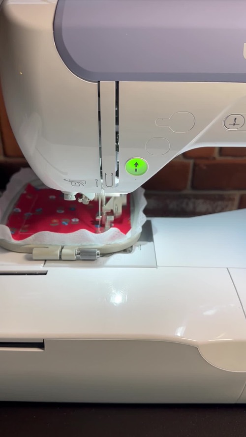 Customer project positioned under the Brother PE900 embroidery needle