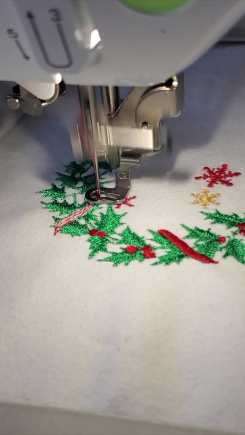 Multicolor holiday embroidery stitched with the Brother SE2000