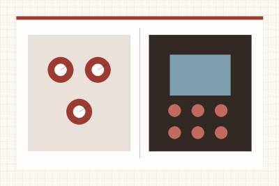Original editorial illustration for Mechanical vs Computerized Sewing Machines