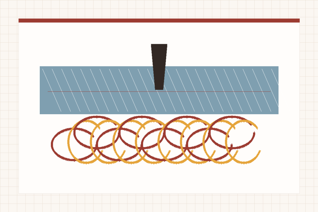 Original editorial illustration for Why Sewing Machine Thread Bunches Under the Fabric
