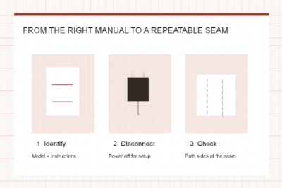 Diagram of model identification, disconnected setup and a checked sample seam
