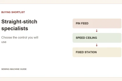 Editorial diagram: Straight-stitch specialists. pin feed, speed ceiling, fixed station.