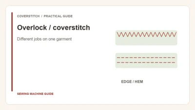 Editorial illustration: Overlock / coverstitch. Different jobs on one garment.