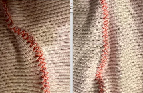 Seam finishing shown by a beginner who bought an additional overedge foot.
