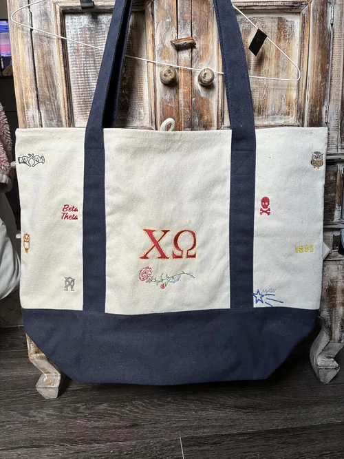 A finished tote shared by a Brother PE545 owner.