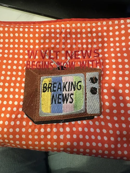 One of the finished embroidery projects shared in the same mixed experience.