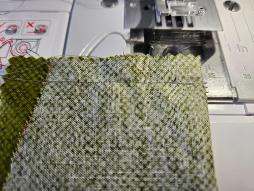 A fabric seam sample shared by a Brother CE1155 customer.