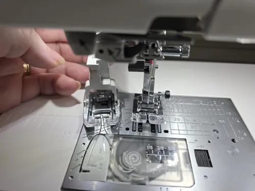 The same owner’s close-up of the presser-foot area.