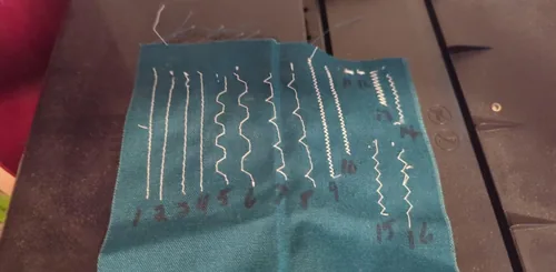 A kidoom 16-stitch owner’s practice samples.