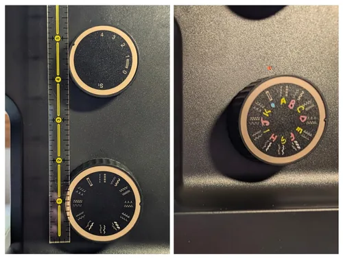 A different owner’s close-up of the stitch-selection dials.