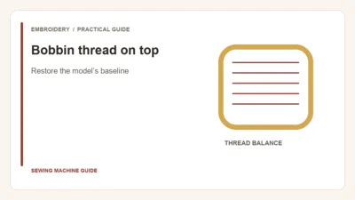 Editorial illustration: Bobbin thread on top. Restore the model’s baseline.