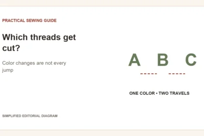 Simplified editorial diagram: Which threads get cut?. Color changes are not every jump.