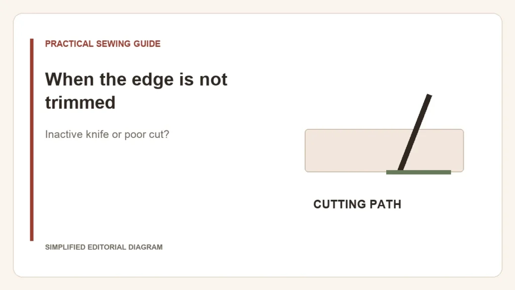Simplified editorial diagram: When the edge is not trimmed. Inactive knife or poor cut?.