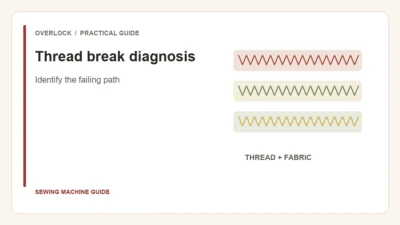 Editorial illustration: Thread break diagnosis. Identify the failing path.