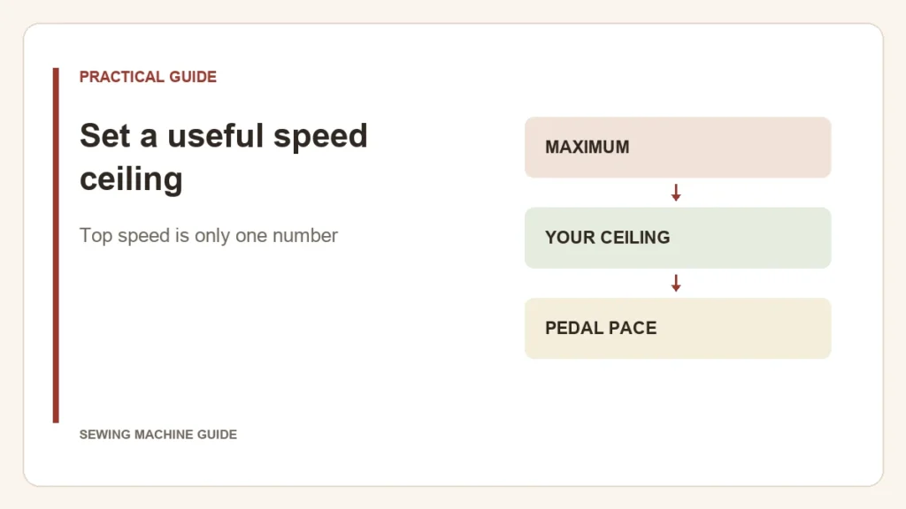 Editorial diagram: Set a useful speed ceiling. maximum, your ceiling, pedal pace.